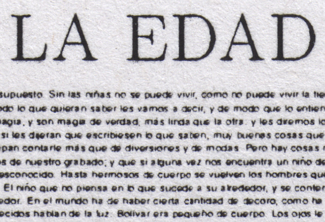 Close up of a print-out of La Edad de Oro in one page